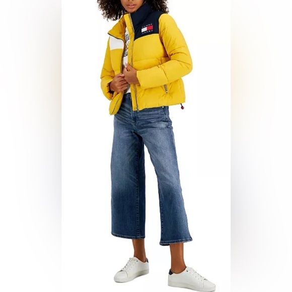 Tommy Jeans Hilfiger Logo Zip-Down Colorblock Puffer Ski Coat Jacket Outerwear - Picture 12 of 14